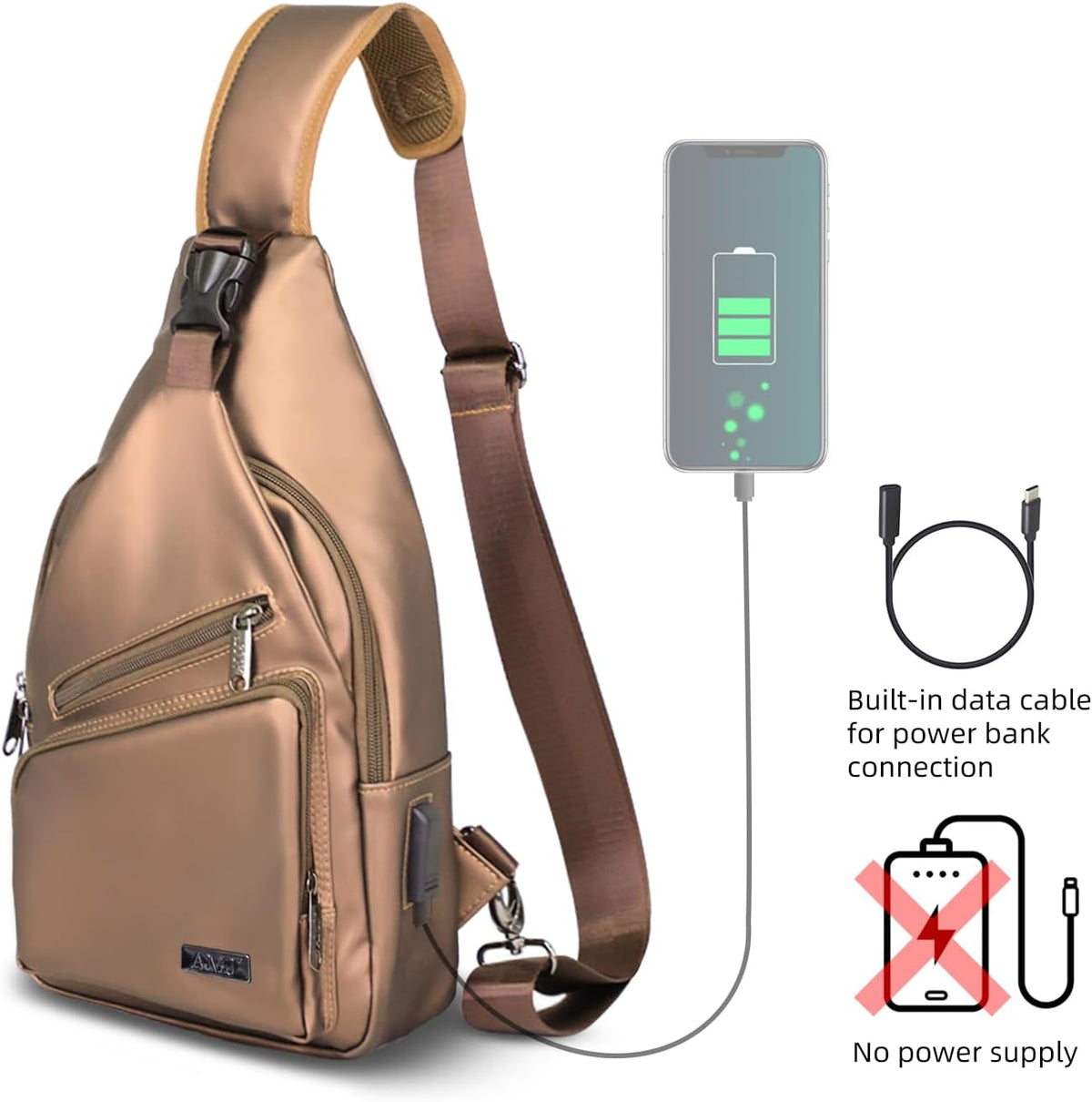 Crossbody Sling Bag Men Women, Casual Shoulder Backpack, Chest Daypack Satchel for Hiking Travel