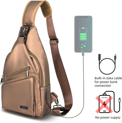 Crossbody Sling Bag Men Women, Casual Shoulder Backpack, Chest Daypack Satchel for Hiking Travel