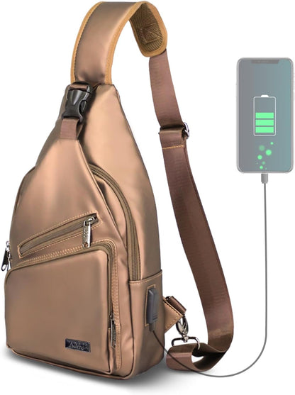 Crossbody Sling Bag Men Women, Casual Shoulder Backpack, Chest Daypack Satchel for Hiking Travel