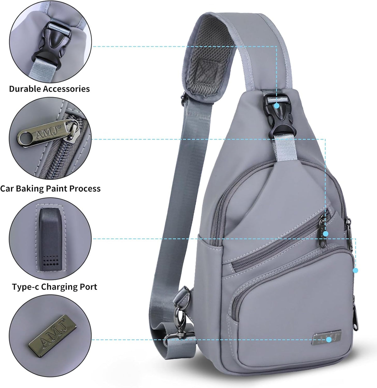 Crossbody Sling Bag Men Women, Casual Shoulder Backpack, Chest Daypack Satchel for Hiking Travel