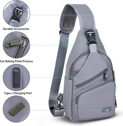 Crossbody Sling Bag Men Women, Casual Shoulder Backpack, Chest Daypack Satchel for Hiking Travel