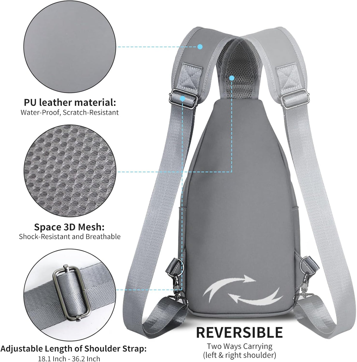 Crossbody Sling Bag Men Women, Casual Shoulder Backpack, Chest Daypack Satchel for Hiking Travel