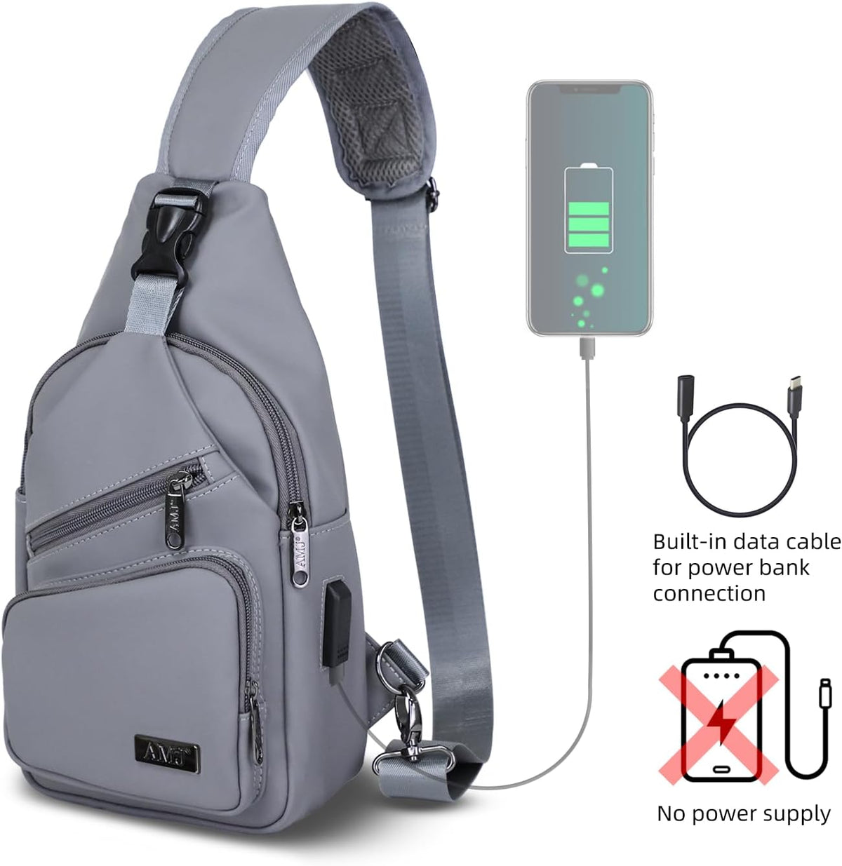 Crossbody Sling Bag Men Women, Casual Shoulder Backpack, Chest Daypack Satchel for Hiking Travel
