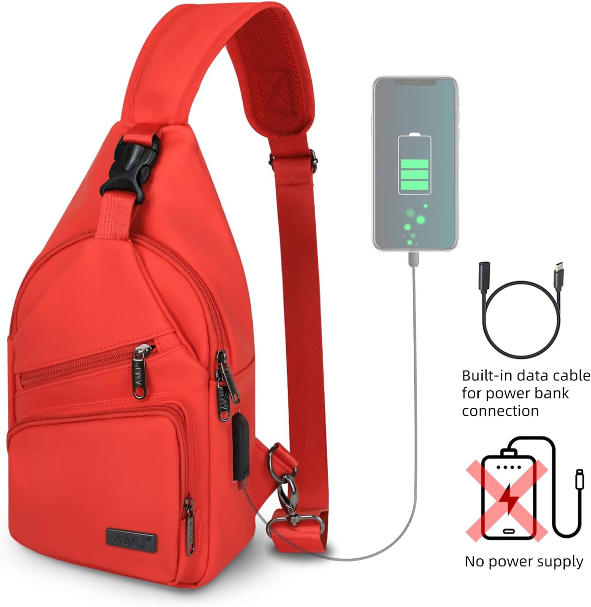 Crossbody Sling Bag Men Women, Casual Shoulder Backpack, Chest Daypack Satchel for Hiking Travel