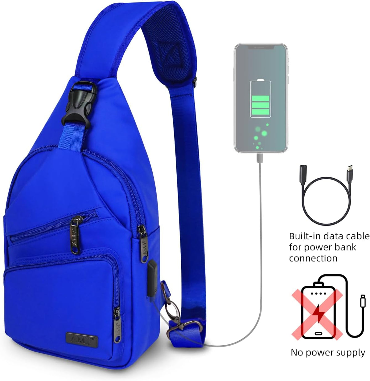 Crossbody Sling Bag Men Women, Casual Shoulder Backpack, Chest Daypack Satchel for Hiking Travel