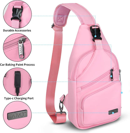 Crossbody Sling Bag Men Women, Casual Shoulder Backpack, Chest Daypack Satchel for Hiking Travel