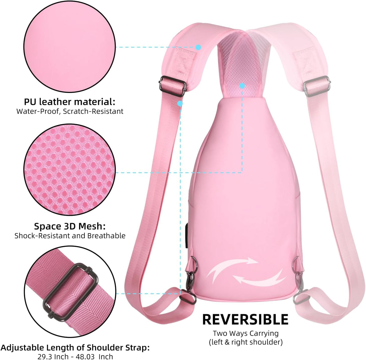 Crossbody Sling Bag Men Women, Casual Shoulder Backpack, Chest Daypack Satchel for Hiking Travel