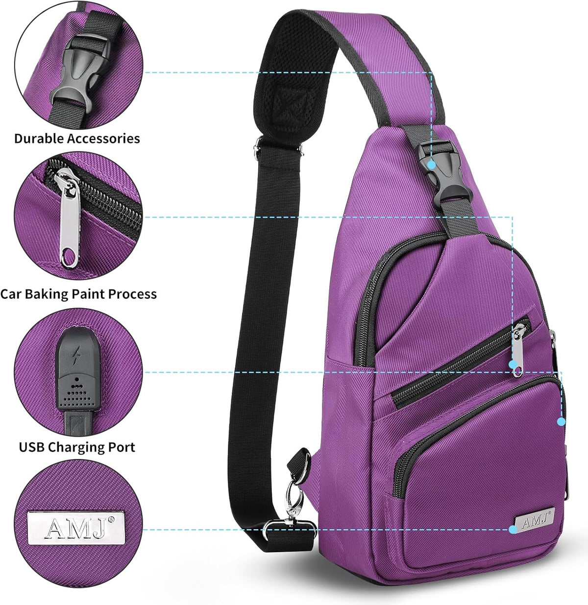 Crossbody Sling Bag Men Women, Casual Shoulder Backpack, Chest Daypack Satchel for Hiking Travel