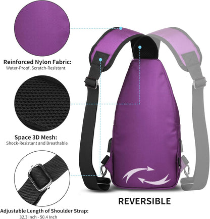 Crossbody Sling Bag Men Women, Casual Shoulder Backpack, Chest Daypack Satchel for Hiking Travel