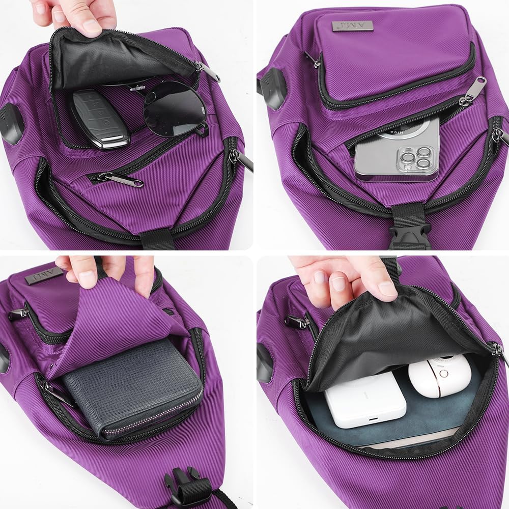 Crossbody Sling Bag Men Women, Casual Shoulder Backpack, Chest Daypack Satchel for Hiking Travel