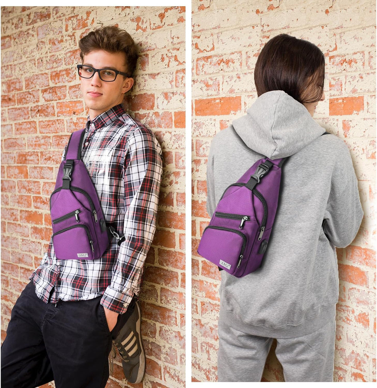 Crossbody Sling Bag Men Women, Casual Shoulder Backpack, Chest Daypack Satchel for Hiking Travel