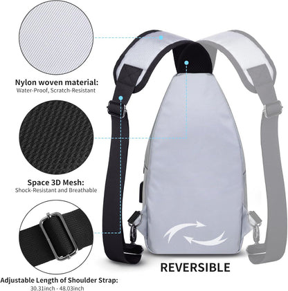 Crossbody Sling Bag Men Women, Casual Shoulder Backpack, Chest Daypack Satchel for Hiking Travel