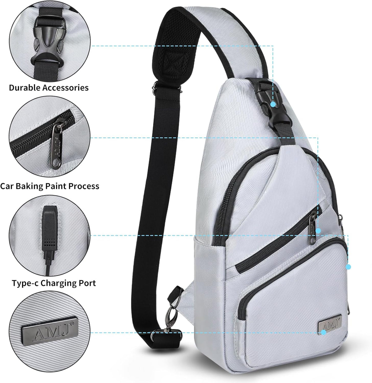 Crossbody Sling Bag Men Women, Casual Shoulder Backpack, Chest Daypack Satchel for Hiking Travel