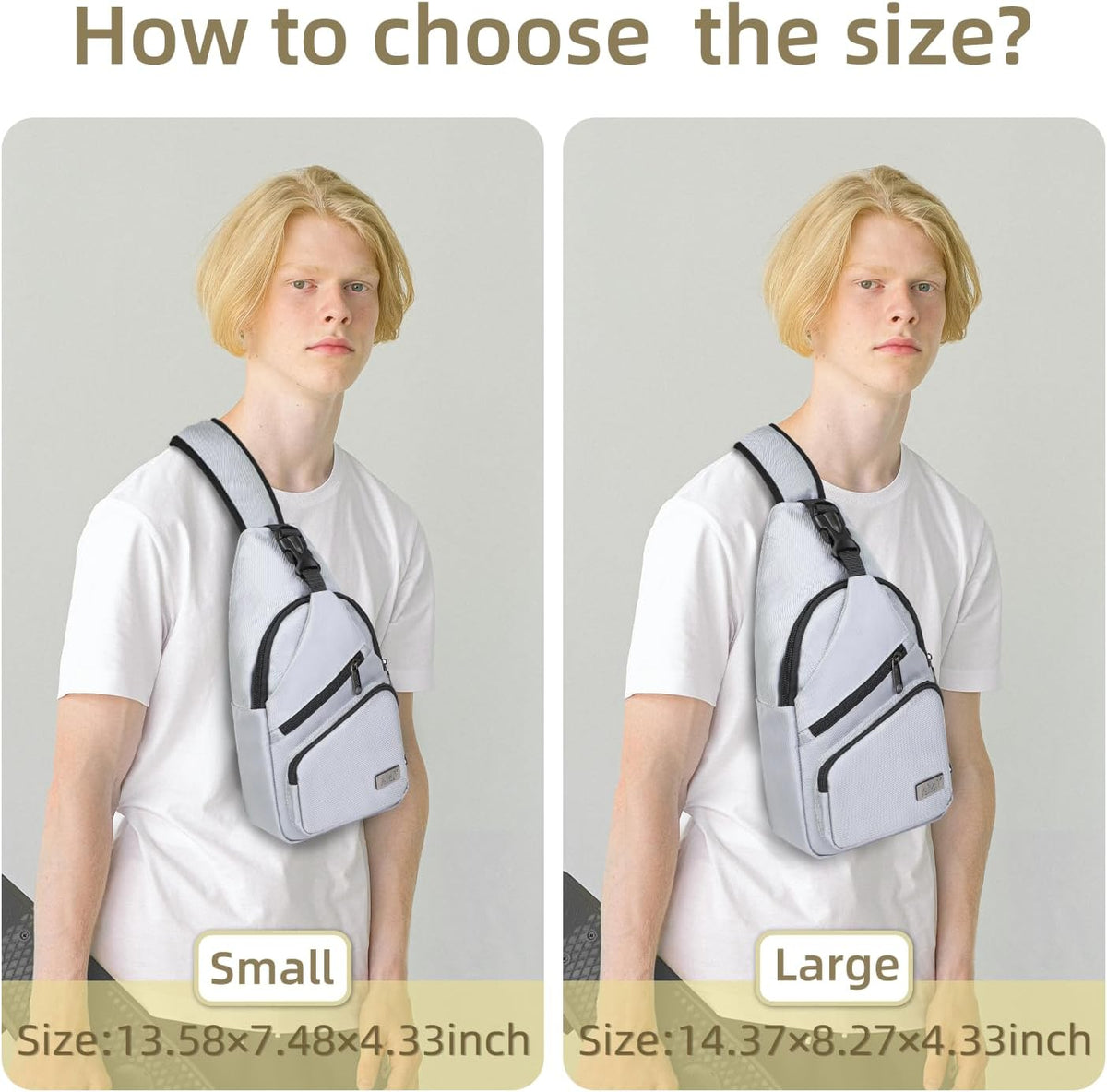Crossbody Sling Bag Men Women, Casual Shoulder Backpack, Chest Daypack Satchel for Hiking Travel