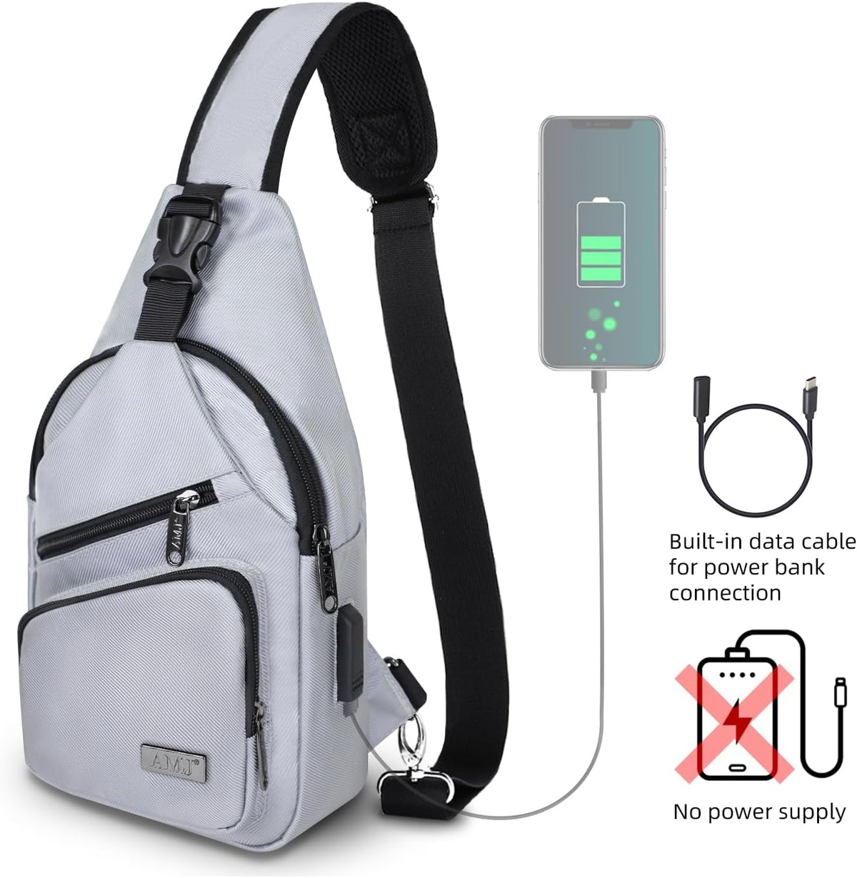 Crossbody Sling Bag Men Women, Casual Shoulder Backpack, Chest Daypack Satchel for Hiking Travel