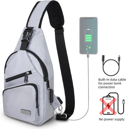 Crossbody Sling Bag Men Women, Casual Shoulder Backpack, Chest Daypack Satchel for Hiking Travel