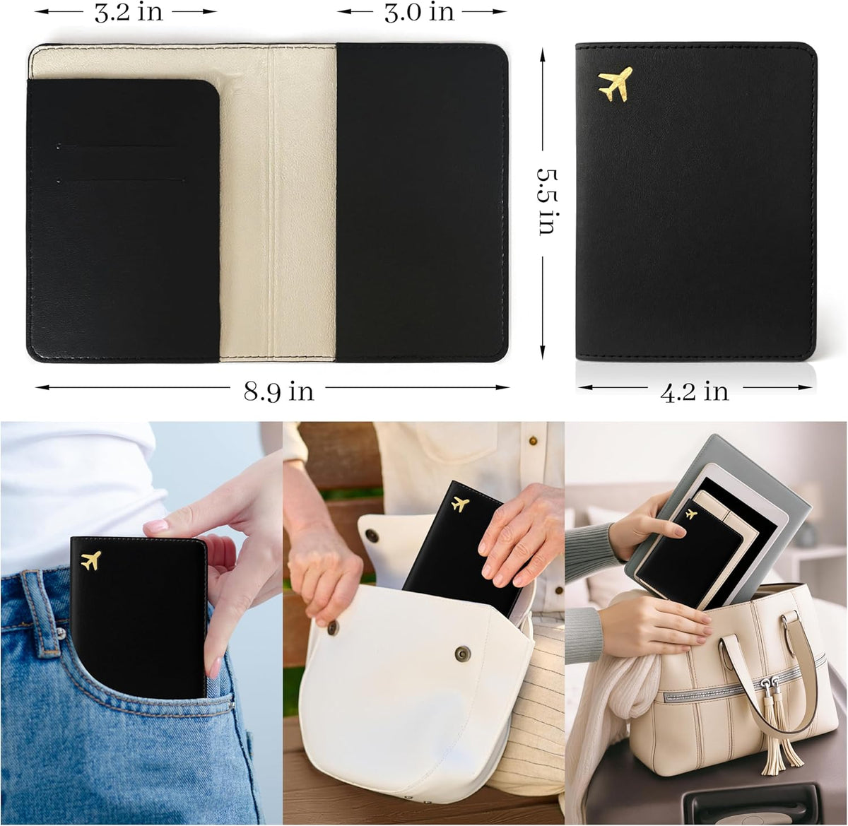 Passport Holder for Travel Essentials,RFID Blocking Passport Cover Case for Travel Accessories,Travel Wallet for Women Men (Navy Blue)