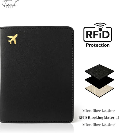 Passport Holder for Travel Essentials,RFID Blocking Passport Cover Case for Travel Accessories,Travel Wallet for Women Men (Navy Blue)
