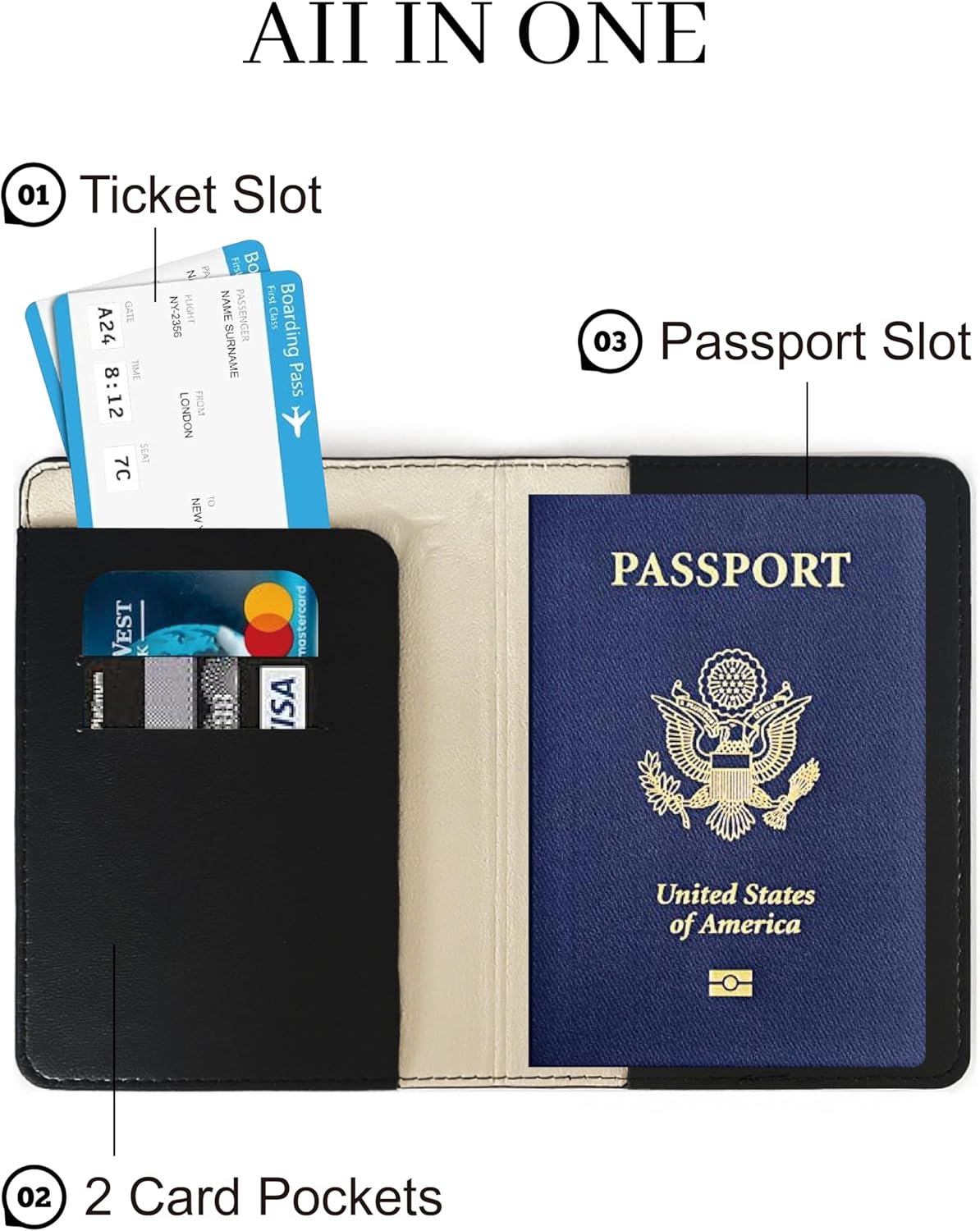 Passport Holder for Travel Essentials,RFID Blocking Passport Cover Case for Travel Accessories,Travel Wallet for Women Men (Navy Blue)