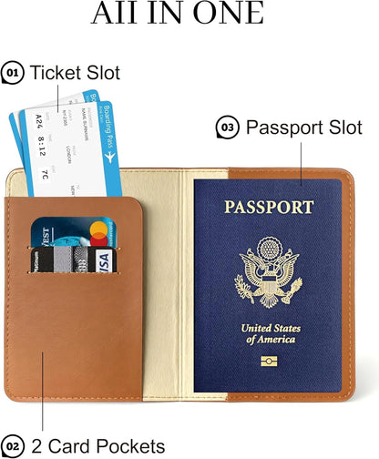Passport Holder for Travel Essentials,RFID Blocking Passport Cover Case for Travel Accessories,Travel Wallet for Women Men (Navy Blue)