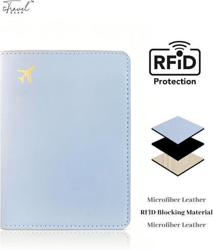 Passport Holder for Travel Essentials,RFID Blocking Passport Cover Case for Travel Accessories,Travel Wallet for Women Men (Navy Blue)