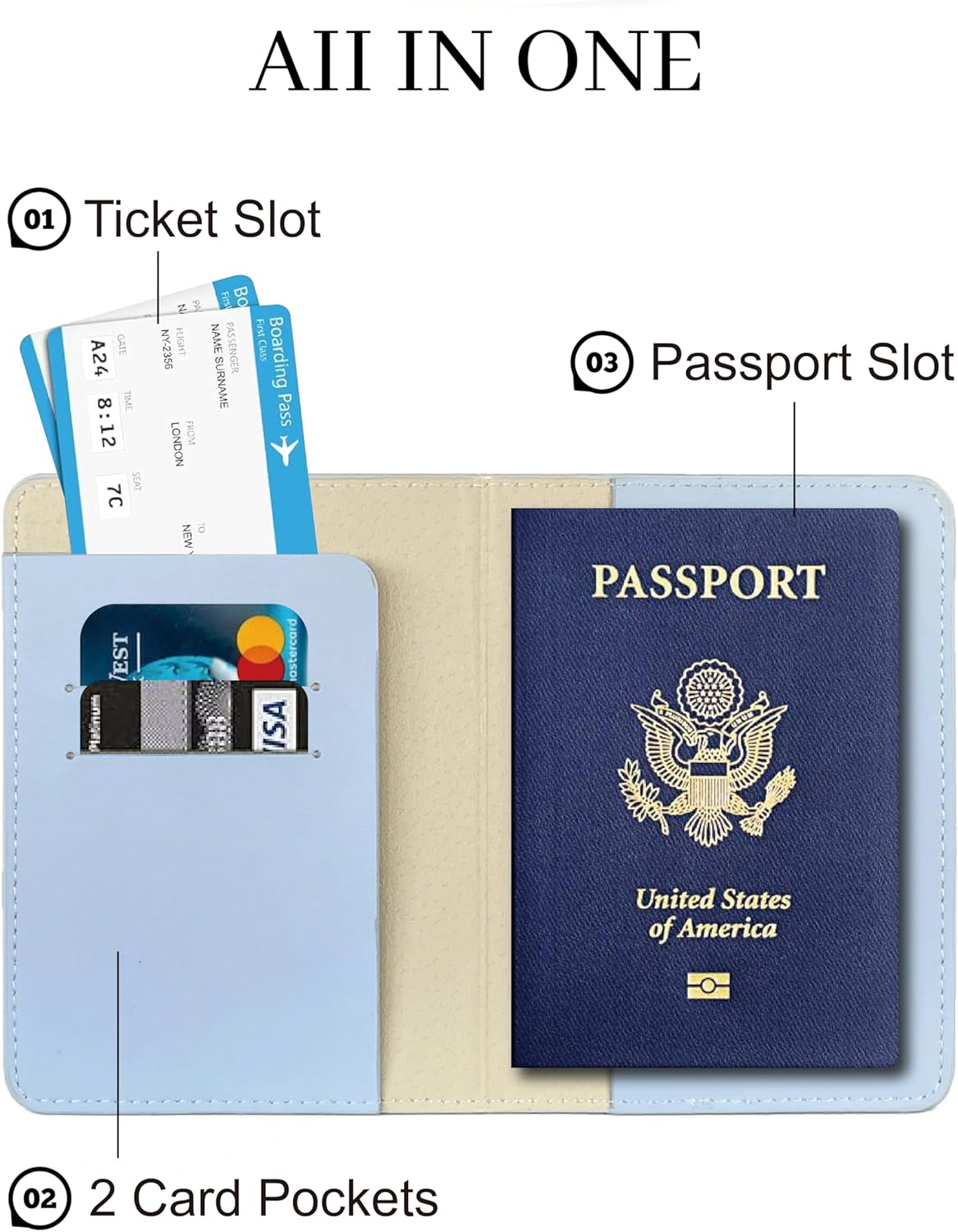 Passport Holder for Travel Essentials,RFID Blocking Passport Cover Case for Travel Accessories,Travel Wallet for Women Men (Navy Blue)