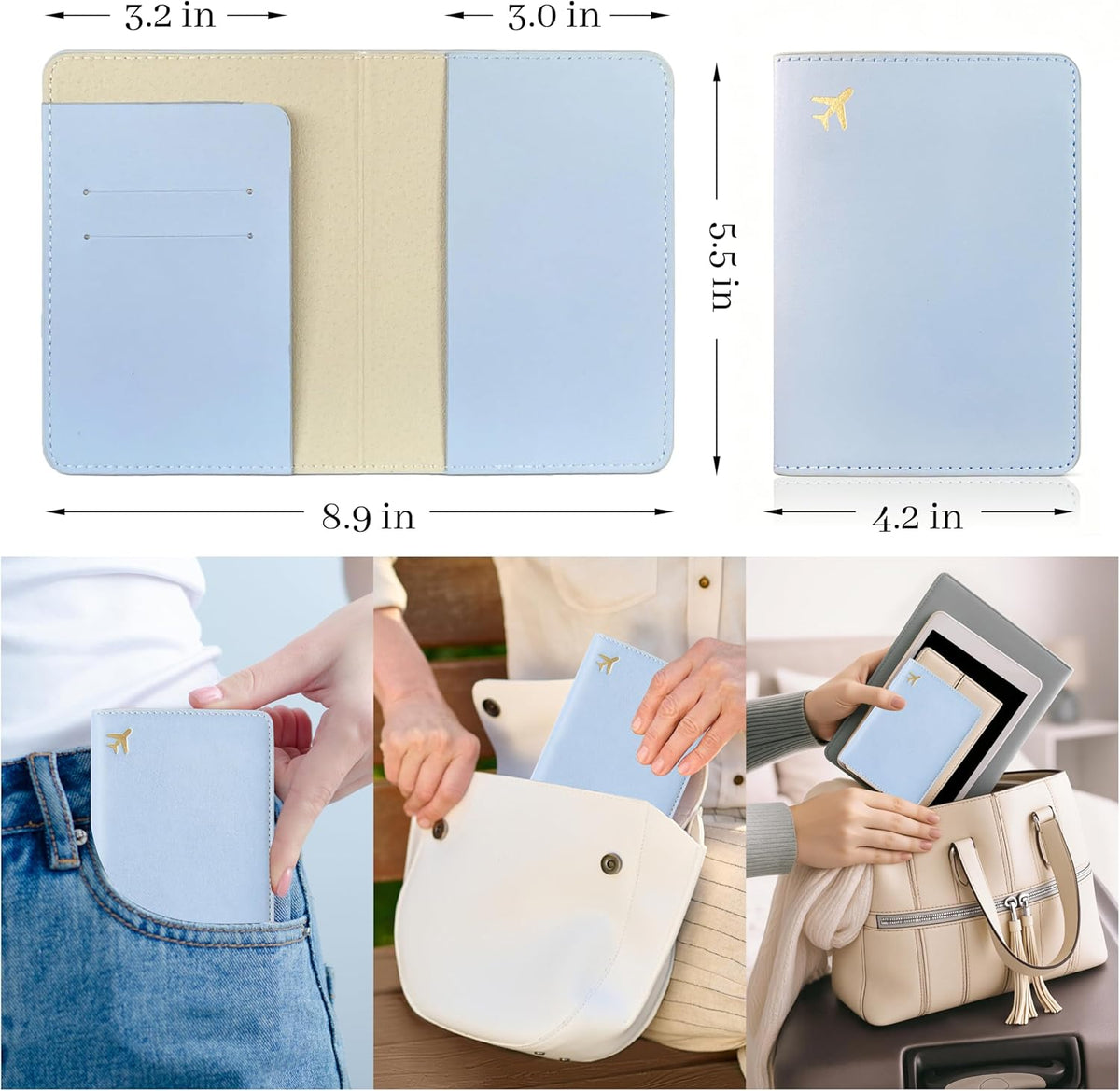 Passport Holder for Travel Essentials,RFID Blocking Passport Cover Case for Travel Accessories,Travel Wallet for Women Men (Navy Blue)
