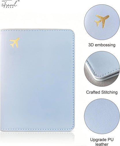 Passport Holder for Travel Essentials,RFID Blocking Passport Cover Case for Travel Accessories,Travel Wallet for Women Men (Navy Blue)