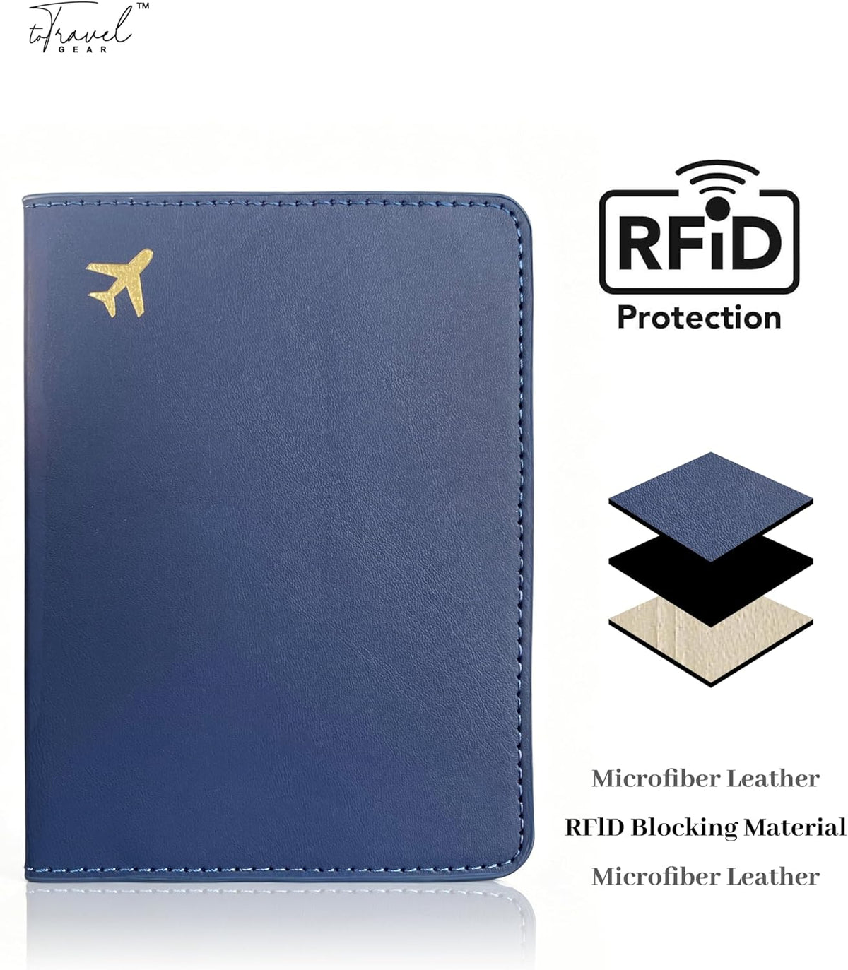 Passport Holder for Travel Essentials,RFID Blocking Passport Cover Case for Travel Accessories,Travel Wallet for Women Men (Navy Blue)