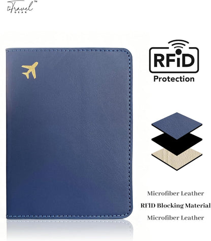 Passport Holder for Travel Essentials,RFID Blocking Passport Cover Case for Travel Accessories,Travel Wallet for Women Men (Navy Blue)