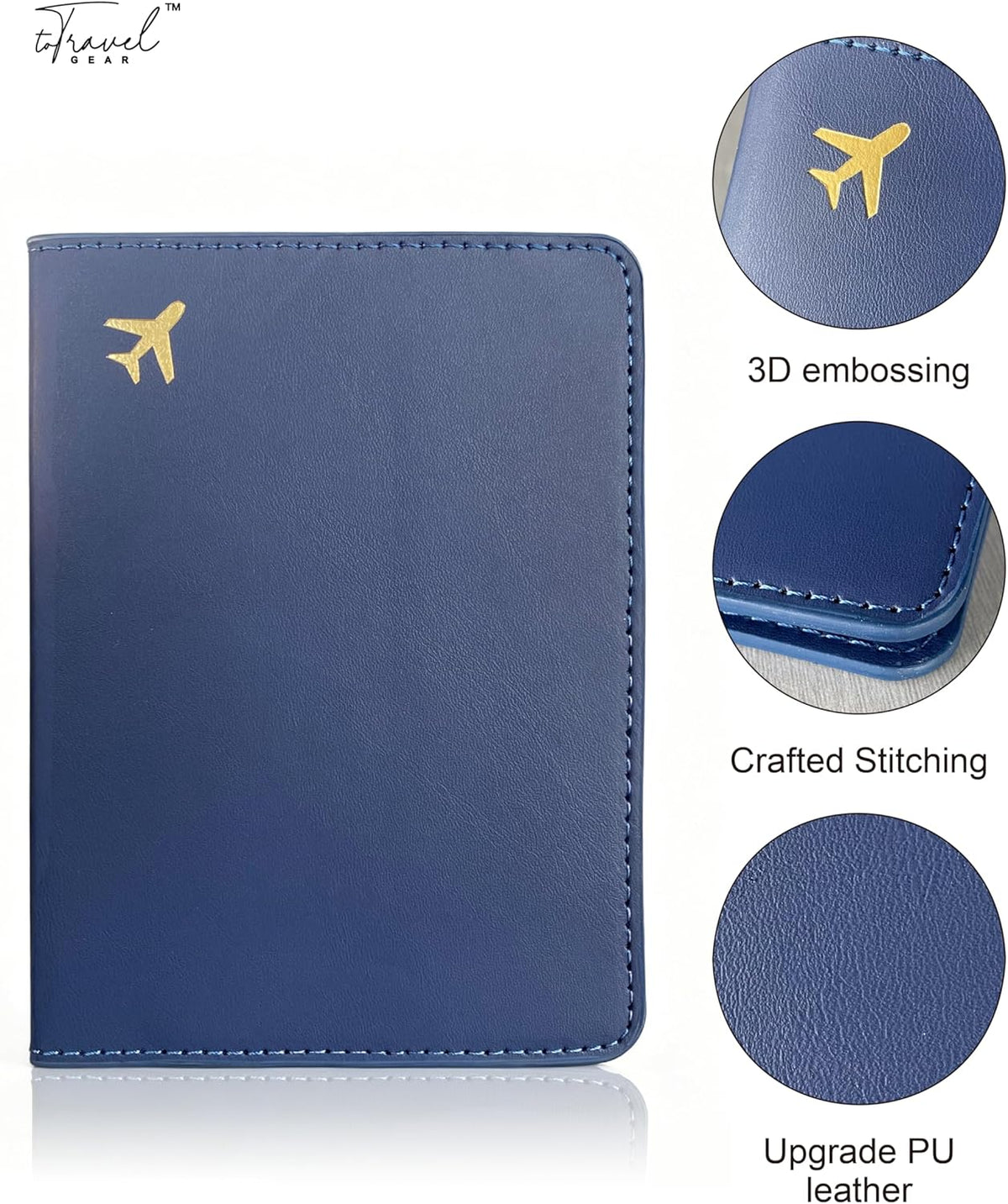 Passport Holder for Travel Essentials,RFID Blocking Passport Cover Case for Travel Accessories,Travel Wallet for Women Men (Navy Blue)