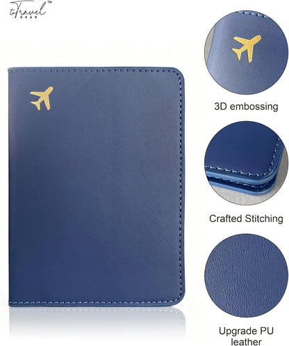 Passport Holder for Travel Essentials,RFID Blocking Passport Cover Case for Travel Accessories,Travel Wallet for Women Men (Navy Blue)