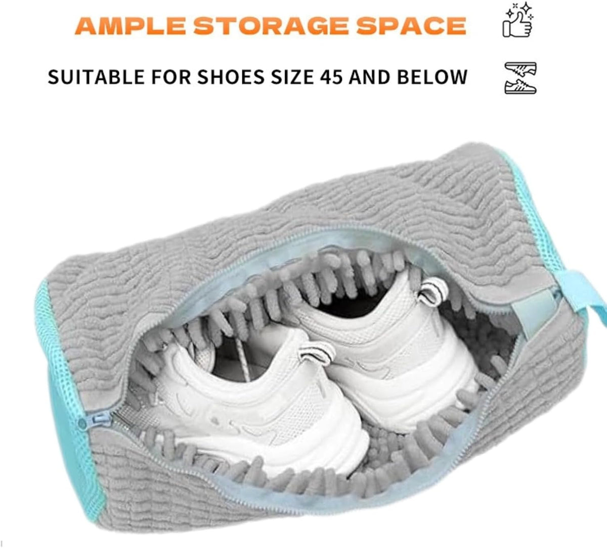 2Pcs Gray Laundry Shoe Washing Bag for Washing Machine, Reusable Anti-Deformation Design for Sneakers and Footwear