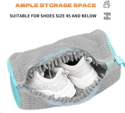 2Pcs Gray Laundry Shoe Washing Bag for Washing Machine, Reusable Anti-Deformation Design for Sneakers and Footwear