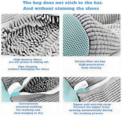 2Pcs Gray Laundry Shoe Washing Bag for Washing Machine, Reusable Anti-Deformation Design for Sneakers and Footwear