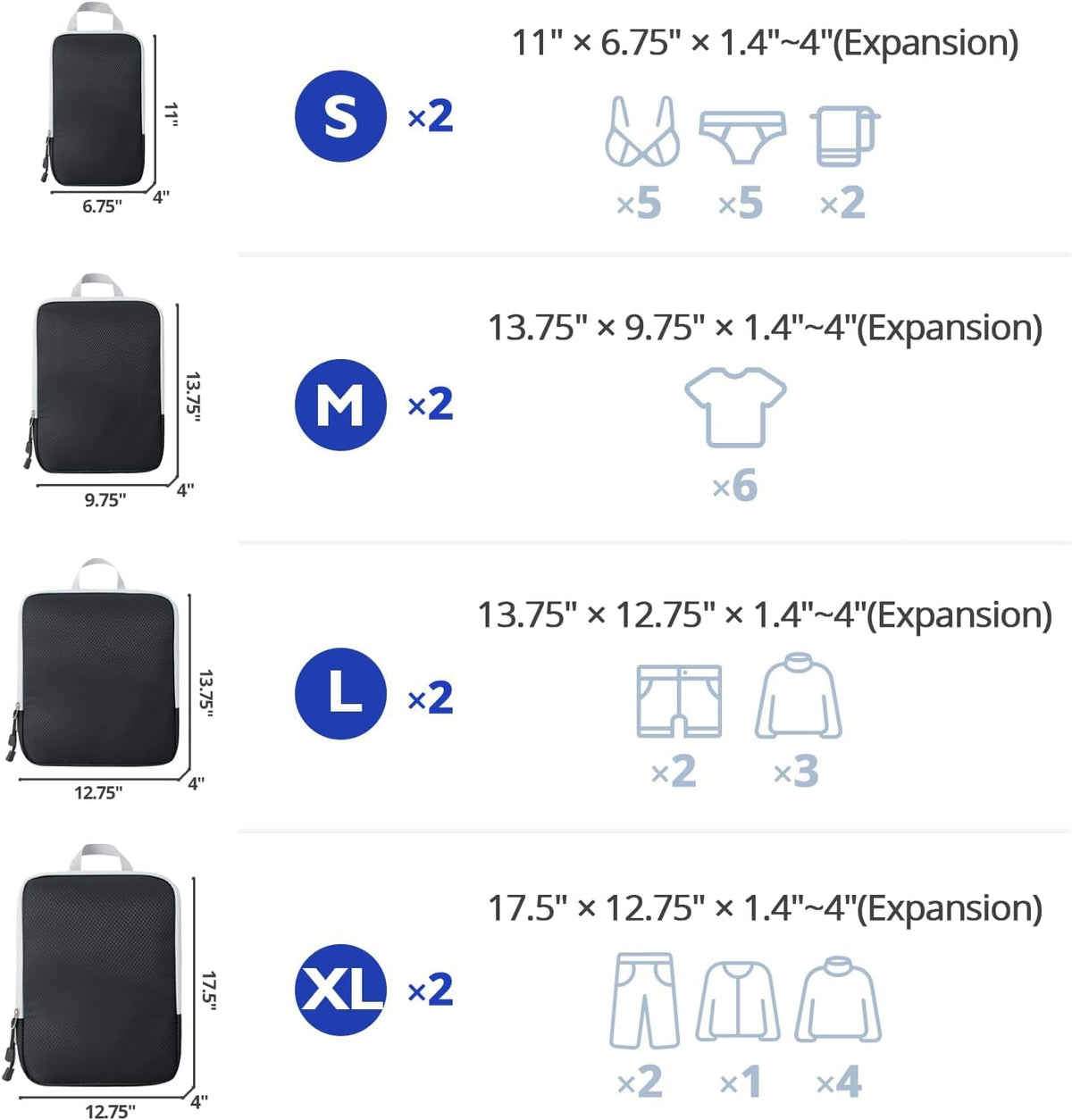 Compression Packing Cubes, Packing Cubes for Travel Compression, Lightweight Compressible Package Organizer for Carry On and Suitcases, Light Grey