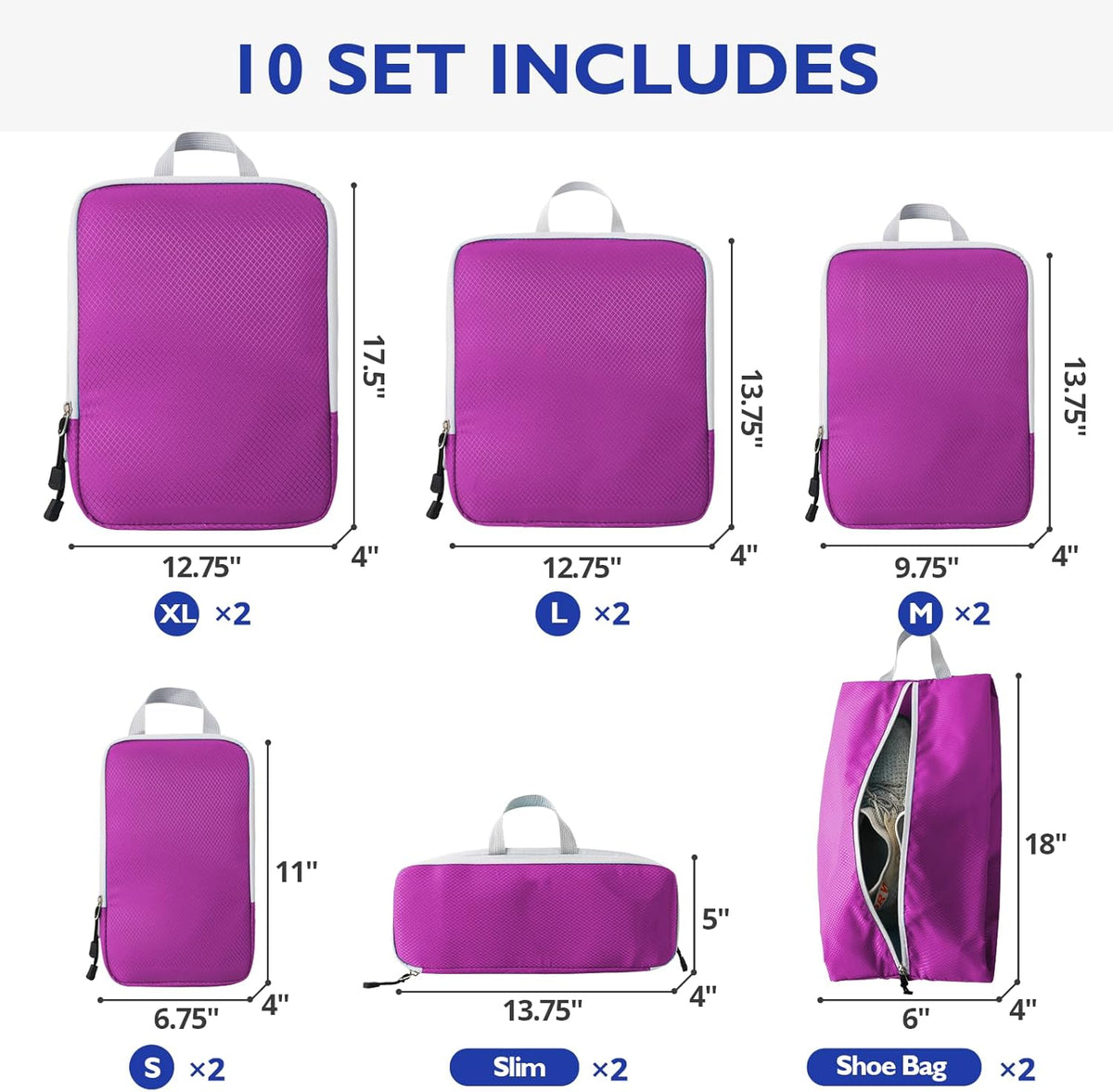 Compression Packing Cubes, Packing Cubes for Travel Compression, Lightweight Compressible Package Organizer for Carry On and Suitcases, Light Grey
