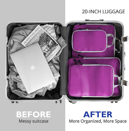 Compression Packing Cubes, Packing Cubes for Travel Compression, Lightweight Compressible Package Organizer for Carry On and Suitcases, Light Grey