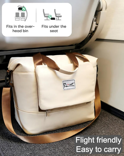 Foldable Travel Duffel Bag for Women, Black | 40L Expandable Carry on Bag Personal Item Flight Approved Lightweight Water Resistant Overnight Weekender Bag, Nylon