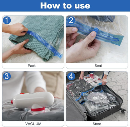 15 Pack Travel Vacuum Storage Bags with USB Pump, Vacuum Packing Seal for Luggage and Suitcase, Space Saver for Clothes and Clothing Travel
