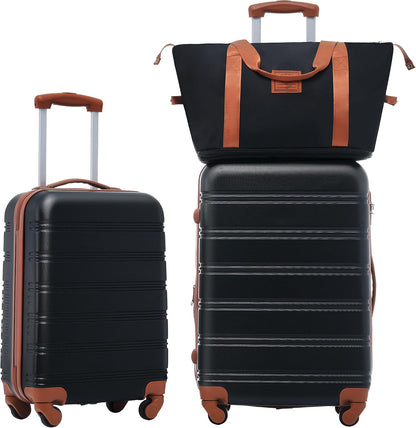 Hardshell Luggage Set, Travel Suitcase Set | Carry on suitcase,Travel luggage set with double spinner wheels and lock.14" 20" 24" 28"+Duffel Bag+Toiletry Bag - Colors B