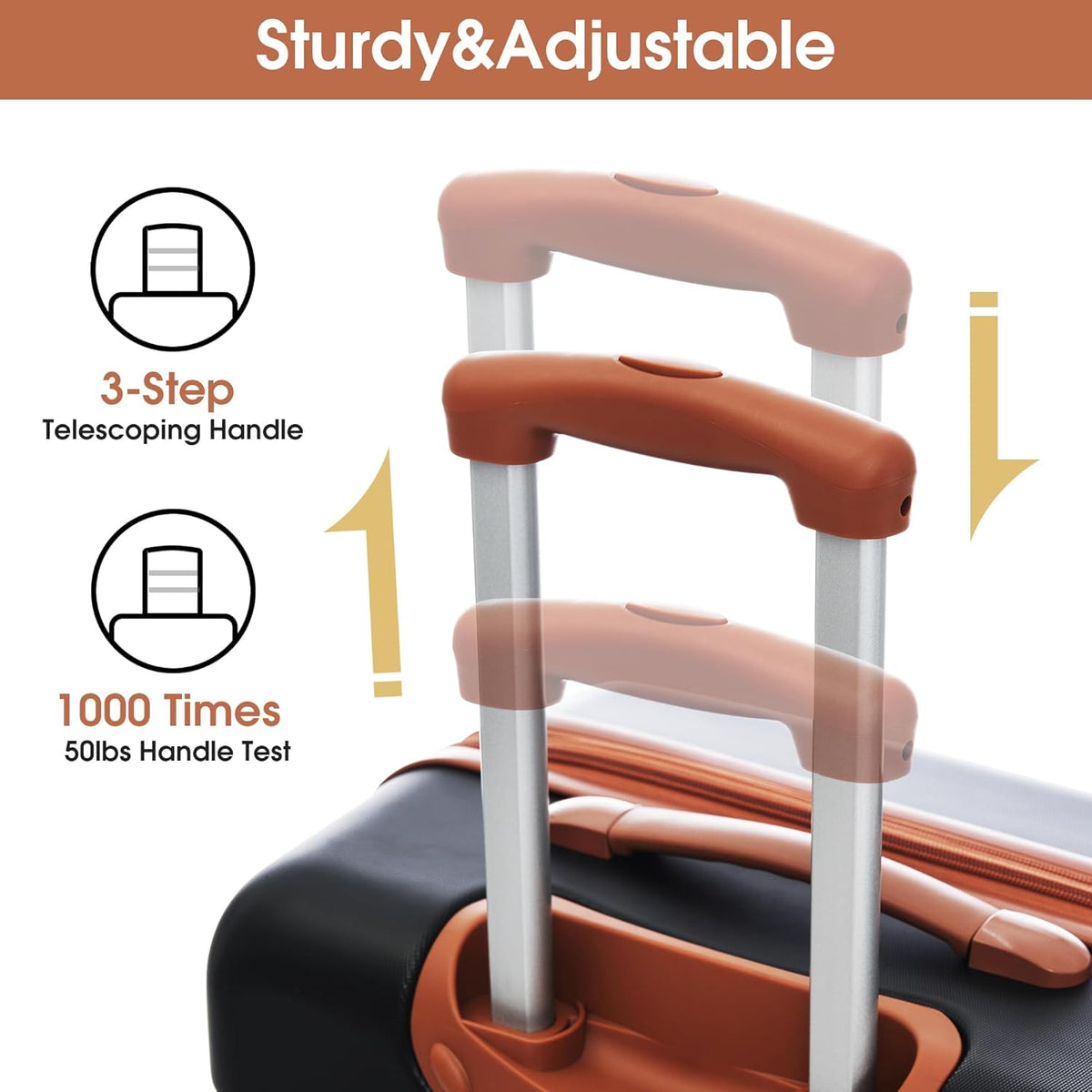 Hardshell Luggage Set, Travel Suitcase Set | Carry on suitcase,Travel luggage set with double spinner wheels and lock.14" 20" 24" 28"+Duffel Bag+Toiletry Bag - Colors B