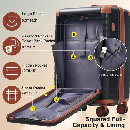 Hardshell Luggage Set, Travel Suitcase Set | Carry on suitcase,Travel luggage set with double spinner wheels and lock.14" 20" 24" 28"+Duffel Bag+Toiletry Bag - Colors B