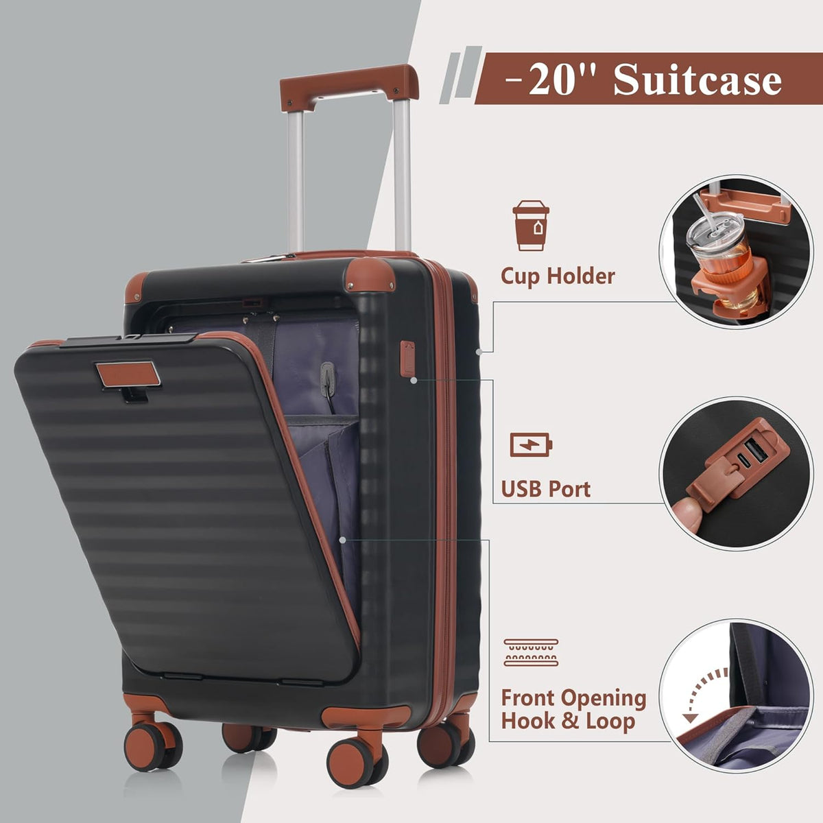 Hardshell Luggage Set, Travel Suitcase Set | Carry on suitcase,Travel luggage set with double spinner wheels and lock.14" 20" 24" 28"+Duffel Bag+Toiletry Bag - Colors B
