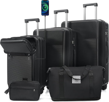 Hardshell Luggage Set, Travel Suitcase Set | Carry on suitcase,Travel luggage set with double spinner wheels and lock.14" 20" 24" 28"+Duffel Bag+Toiletry Bag - Colors B
