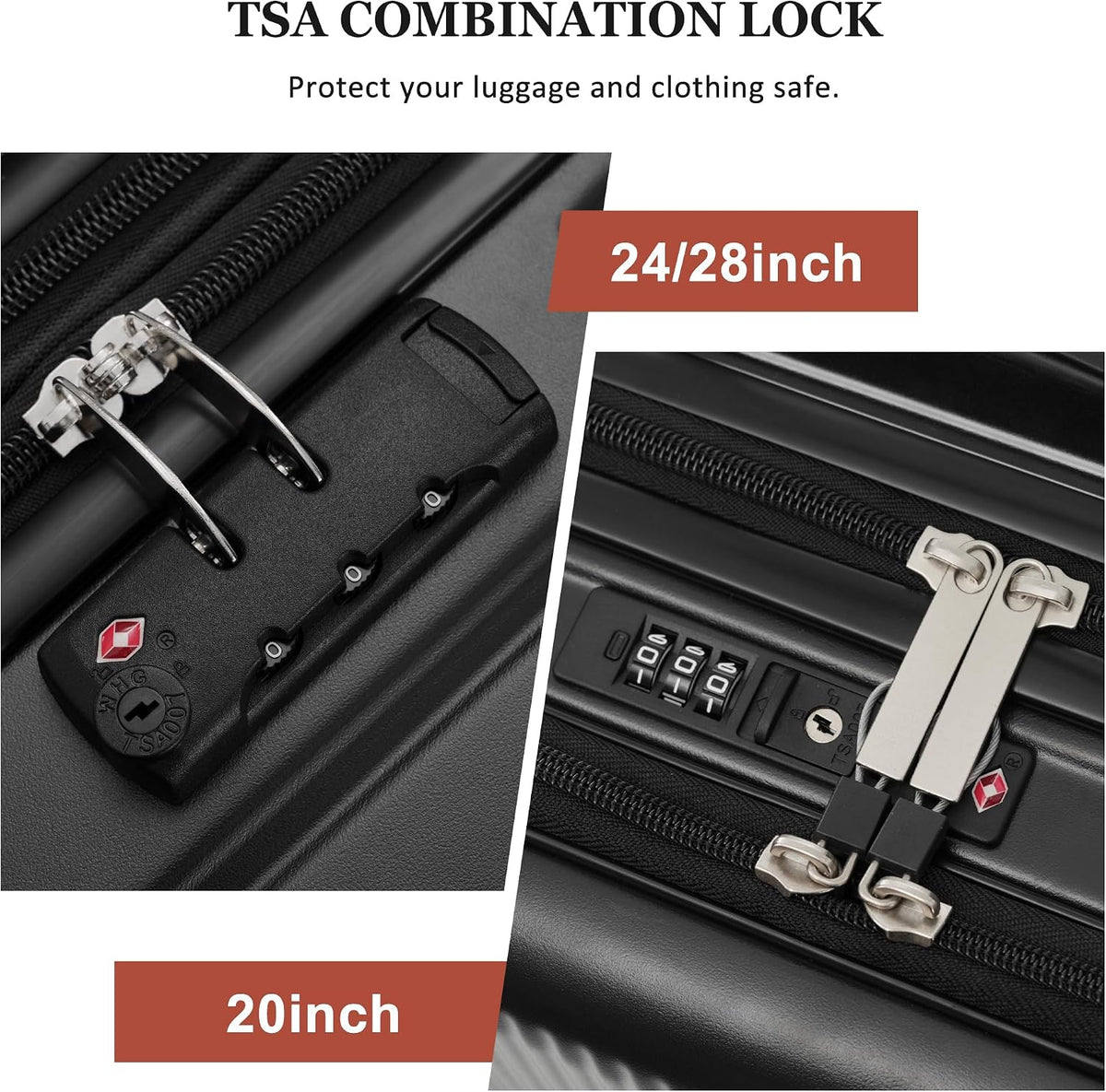 Hardshell Luggage Set, Travel Suitcase Set | Carry on suitcase,Travel luggage set with double spinner wheels and lock.14" 20" 24" 28"+Duffel Bag+Toiletry Bag - Colors B