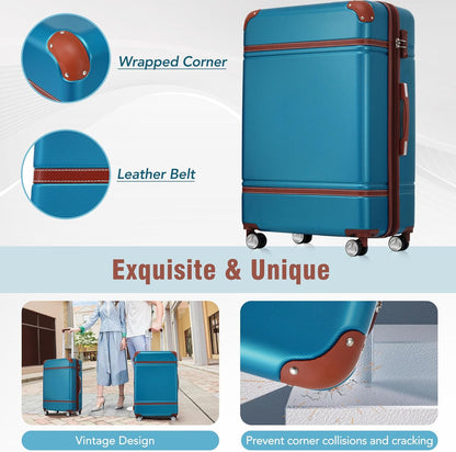 Hardshell Luggage Set, Travel Suitcase Set | Carry on suitcase,Travel luggage set with double spinner wheels and lock.14" 20" 24" 28"+Duffel Bag+Toiletry Bag - Colors B