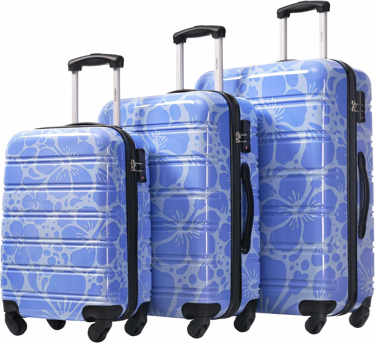 Hardshell Luggage Set, Travel Suitcase Set | Carry on suitcase,Travel luggage set with double spinner wheels and lock.14" 20" 24" 28"+Duffel Bag+Toiletry Bag - Colors B