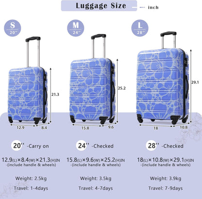 Hardshell Luggage Set, Travel Suitcase Set | Carry on suitcase,Travel luggage set with double spinner wheels and lock.14" 20" 24" 28"+Duffel Bag+Toiletry Bag - Colors B