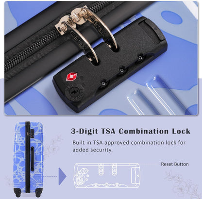 Hardshell Luggage Set, Travel Suitcase Set | Carry on suitcase,Travel luggage set with double spinner wheels and lock.14" 20" 24" 28"+Duffel Bag+Toiletry Bag - Colors B